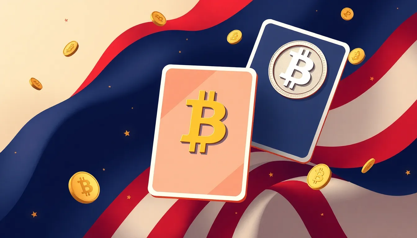 Ilustración conceptual de cromos coleccionables con códigos de criptomonedas canjeables