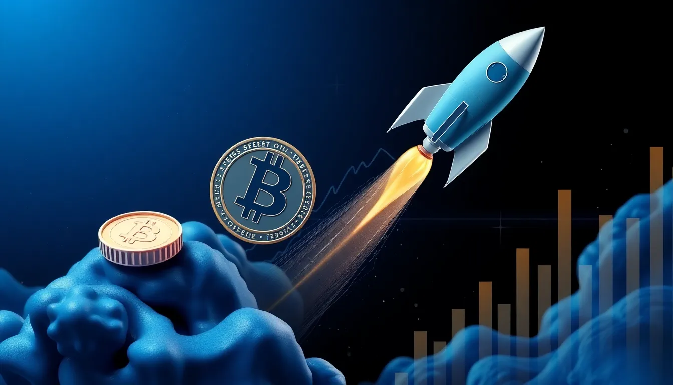 Ilustración conceptual de reservas corporativas de bitcoin y salida a bolsa de SpaceX