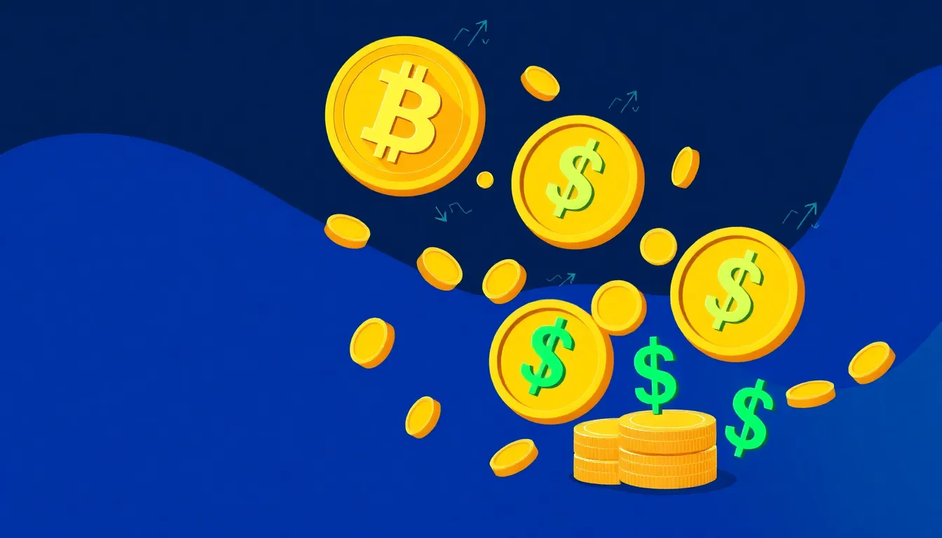 Ilustración abstracta de la rotación de capital desde Bitcoin hacia stablecoins en dólares