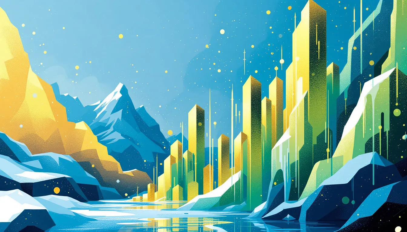 Ilustración abstracta del mercado cripto saliendo del invierno hacia la recuperación