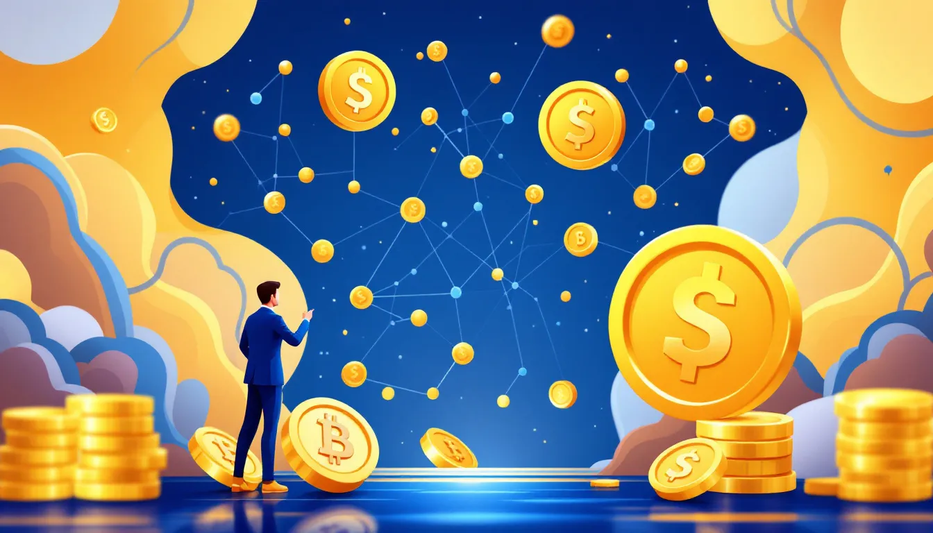 Ilustración conceptual de asesores financieros tradicionales explorando stablecoins y tokenización
