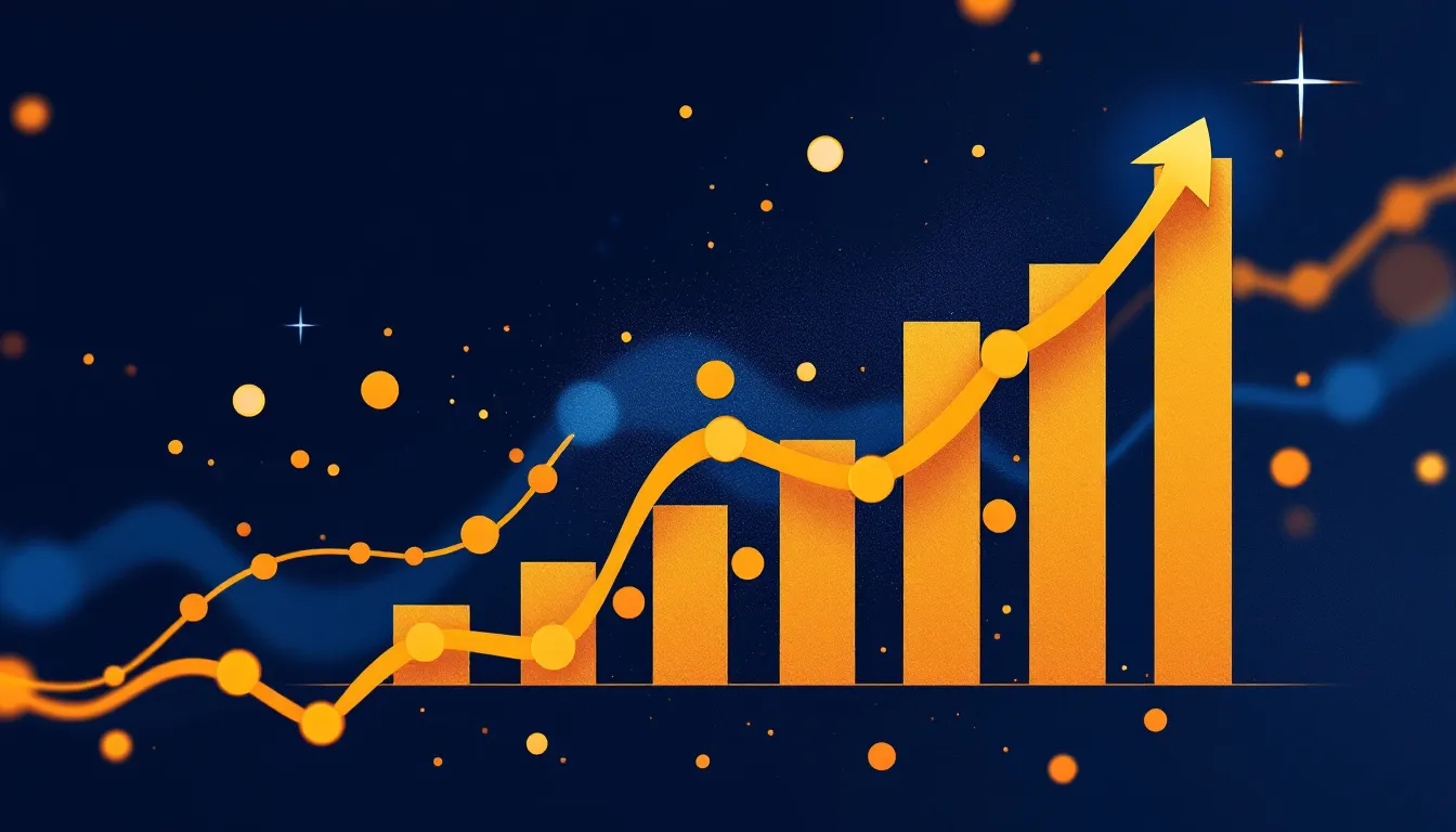 Ilustración conceptual de estrategia corporativa de adquisición de bitcoin con tendencia alcista