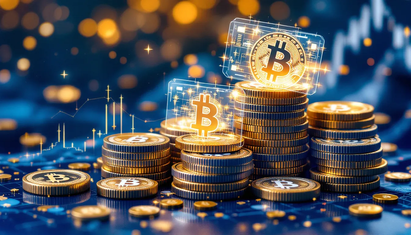 Ilustración editorial del mercado de crédito colateralizado con Bitcoin