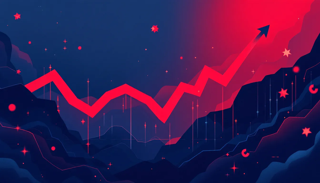 Ilustración conceptual de la caída bursátil de una plataforma de tokenización respaldada por capital institucional