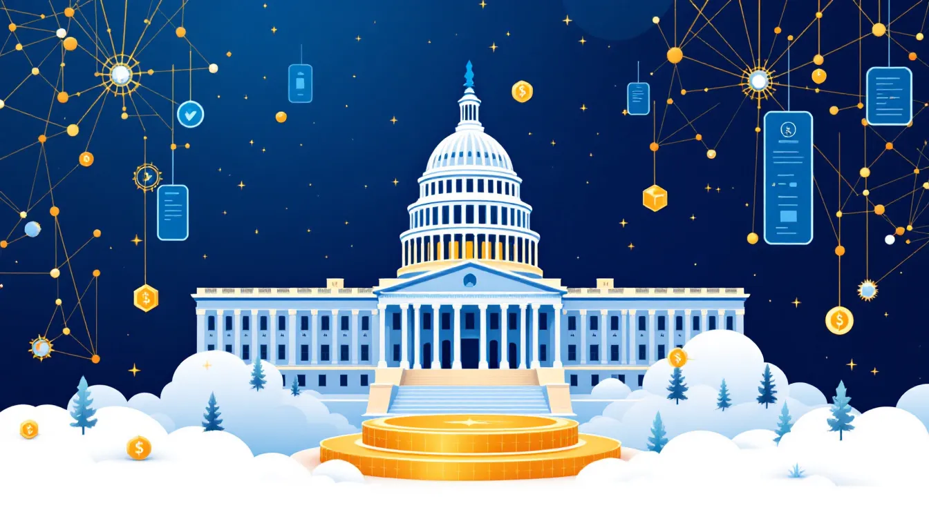 Ilustración conceptual de legislación blockchain y custodia de activos digitales en contexto gubernamental